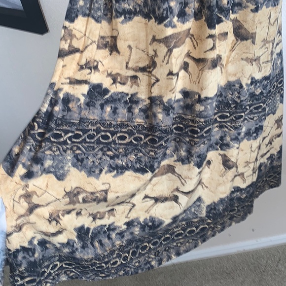 ORVIS midi skirt, #cottagecore, petroglyphs, fathered with elastic waist L EUC - Picture 5 of 12